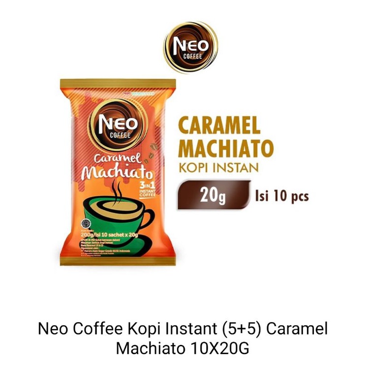 

Neo coffe kopi instan(5+5) caramel machiato 10x20gr