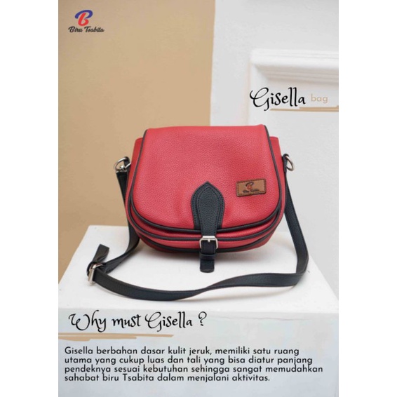 TAS SELEMPANG GISELLA BY BIRU TSABITA BAHAN KULIT JERUK