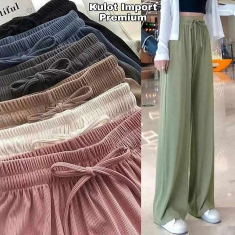Korean Long Pants / Celana Kulot Korea Wanita Kekinian Hightwaist Fit S-XXL