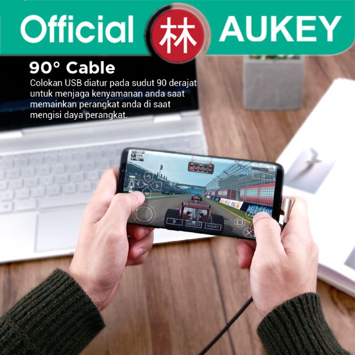 Aukey CB-CMD32 90º Braided Nylon Data Cable Type-C Gaming