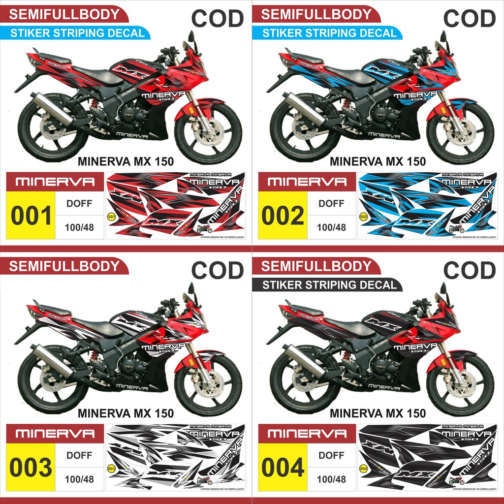 Stiker decal striping minerva MX 150 Semifullbody Variasi JRM semua ready is