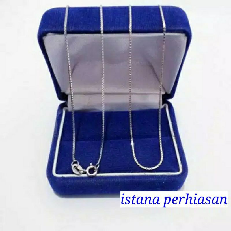 KALUNG ITALY KACA PERAK ASLI 925 LAPIS EMAS PUTIH - PERHIASAN SILVER PRIA DAN WANITA - IMPORT - K250
