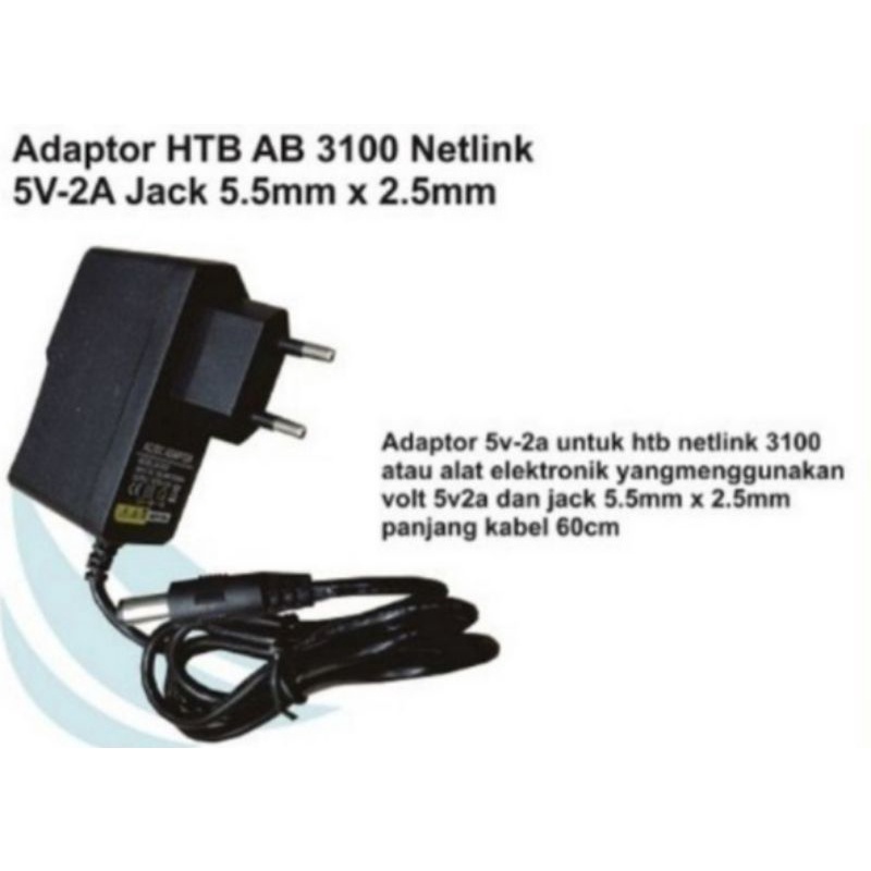 Adaptor HTB AB 3100 Netlink 5V 2A Jack 5.5mm x 2.5mm