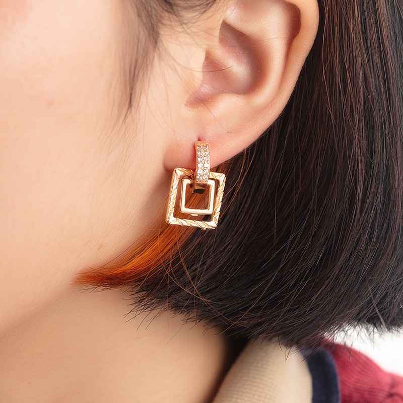 [AXIER PROMO]-Anting Drop Xuping Lapis Emas Zirkon Hias Untuk Remaja Perempuan Dan Wanita-A-370