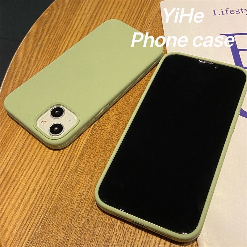 Soft Case Silikon Warna Hijau Matcha Untuk IPhone 11 12 13 14 Pro X XR XS Max 7 8 Plus