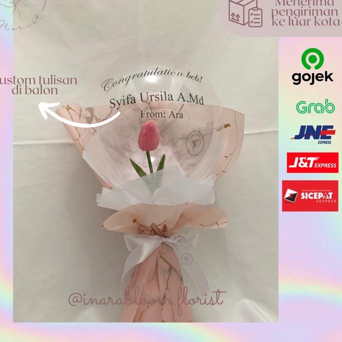 Bisa COD custom tulisan hot air ballon/ bouquet/ bloom box