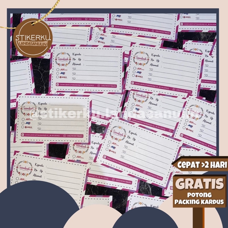 

Cetak stiker label pengiriman doff matte