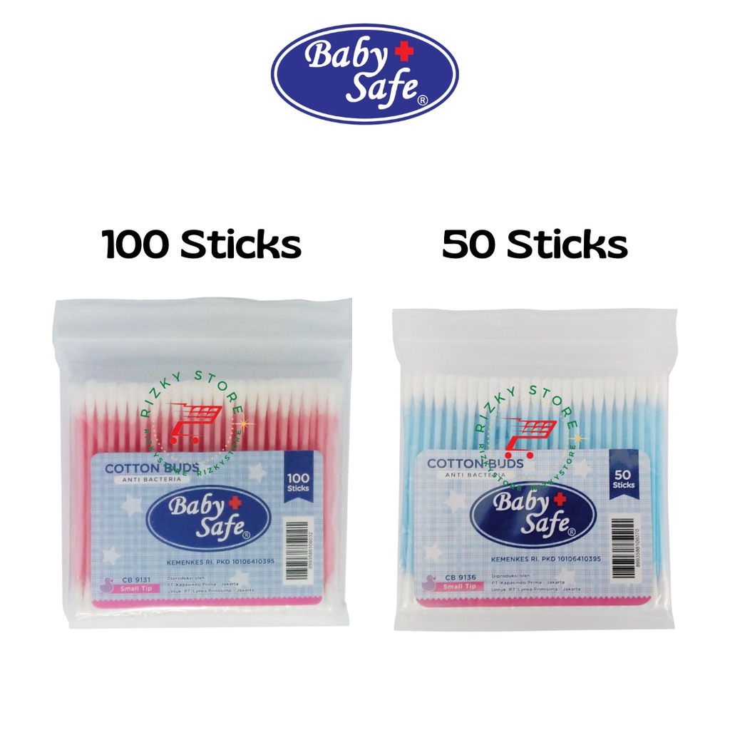 Baby Safe Cotton Buds Anti Bacteri 50 sticks/100 sticks Small Tip