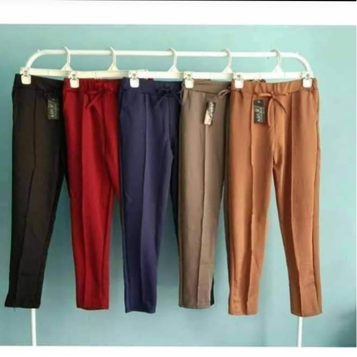 Luna Doty Pants bahan Crepe / Celana Luna Cubit Bahan Crepe Polos