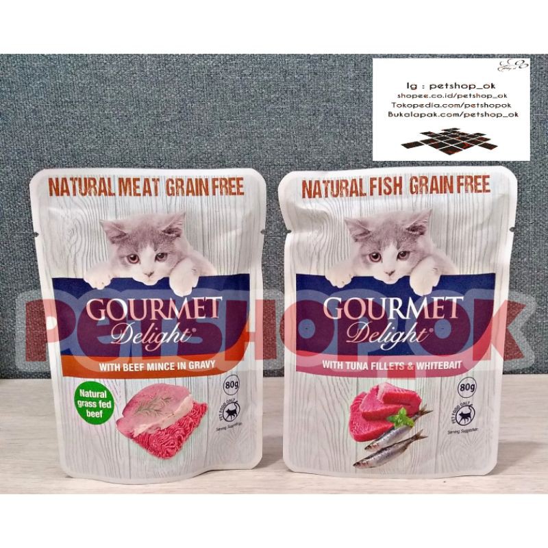 Gourmet Delight Natural fish train free 80gr / Makanan kucing wetfood