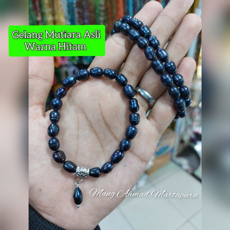 Gelang Mutiara Hitam Asli Mutiara Air Tawar Untai - Grade A