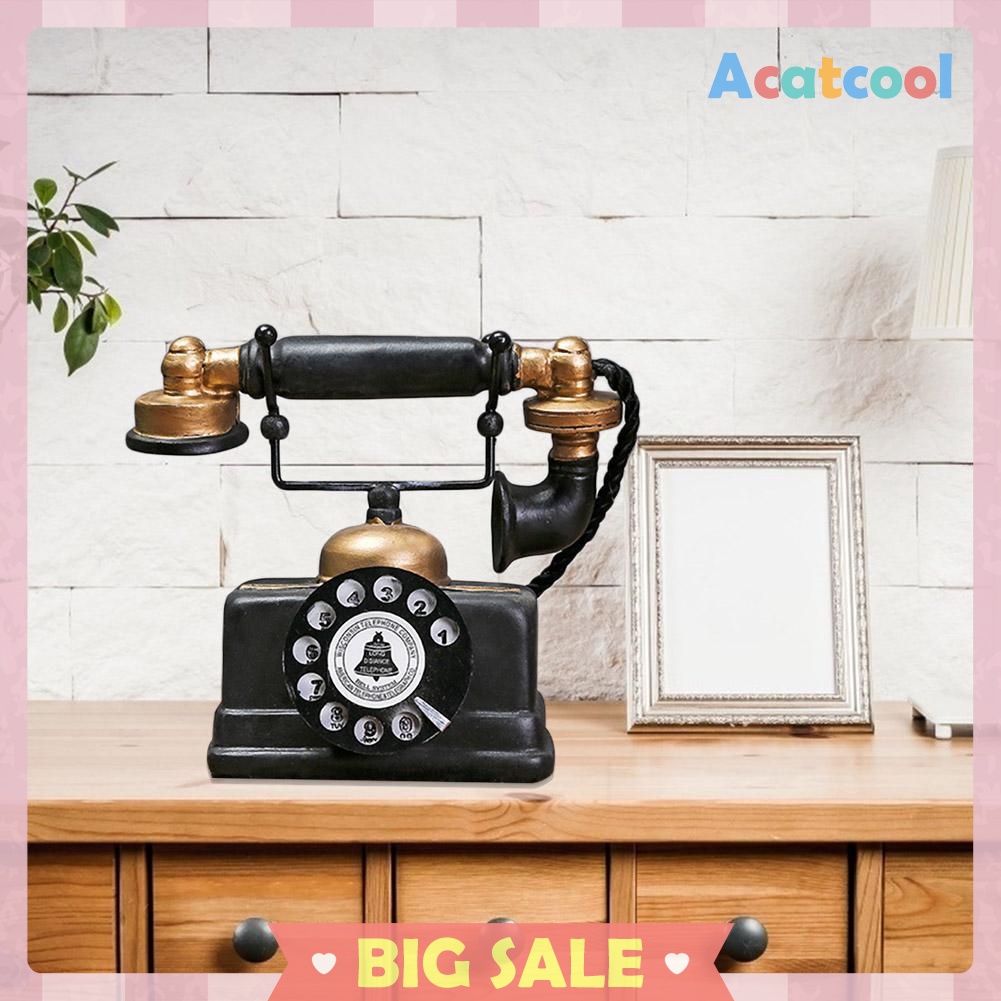 Retro Telephone Model Antique Desktop Ornament Craft Home Decoration Gift