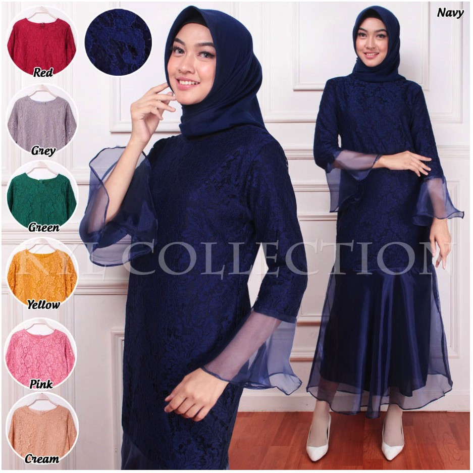 Gamis Mermaid Maxi Duyung Brokat Tulang Cord Termurah BAJU MUSLIM LEBARAN BRUKAT CORNELI