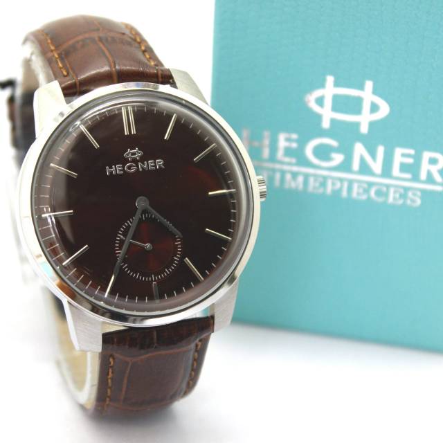 JAM TANGAN COWOK PRIA HEGNER HW1637G-3M SILVER BROWN ORIGINAL