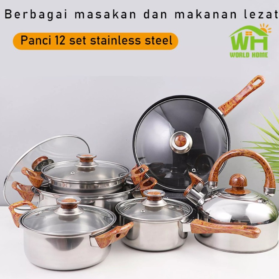 TG-6 Panci Super 12 Set 6in1(1 Set isi 6 Panci) Panci Masak Set Serbaguna Set Panci Stainless