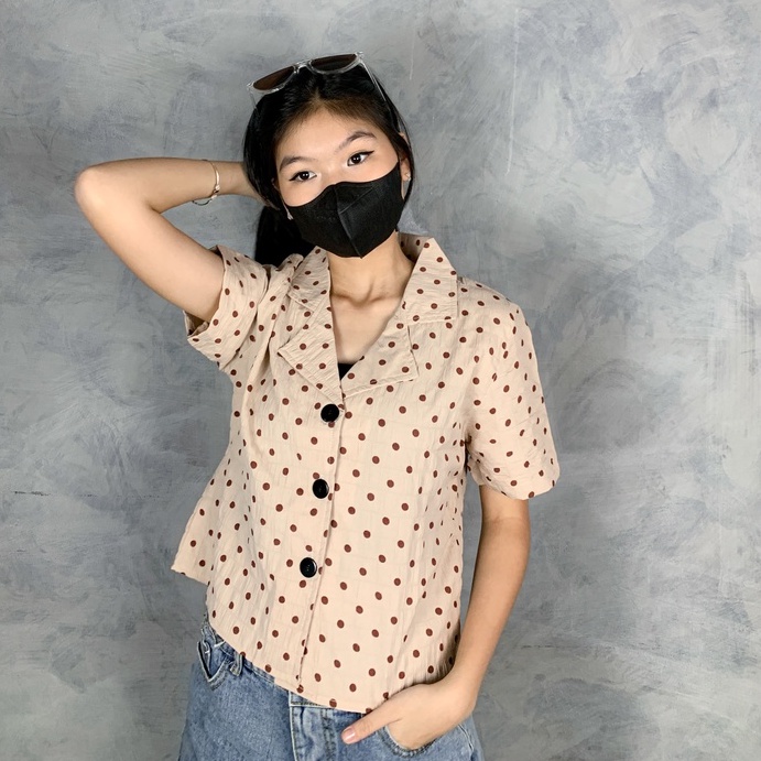 Kemeja Crinkle / Crinkle Corak / Kemeja Crop