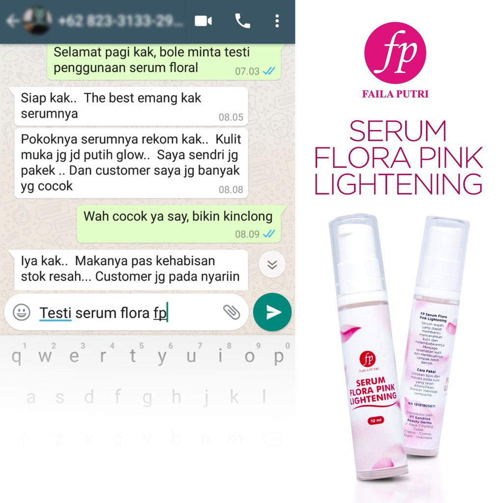 Serum Floral Pink Lightening For Whitening Glowing FP BPOM - serum pencerah FAILA PUTRI