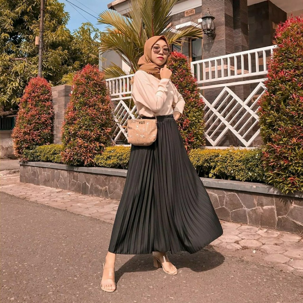 Rok Plisket Luvaline Plisket Panjang Pleated Skirt Flare Skirt Mayung Flowy Rempel