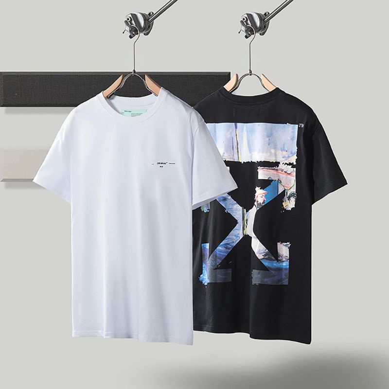 Original T308 - OW White Tshirt Off Roman Series Mirror Quality Baju Kaos Pria & Wanita Unisex