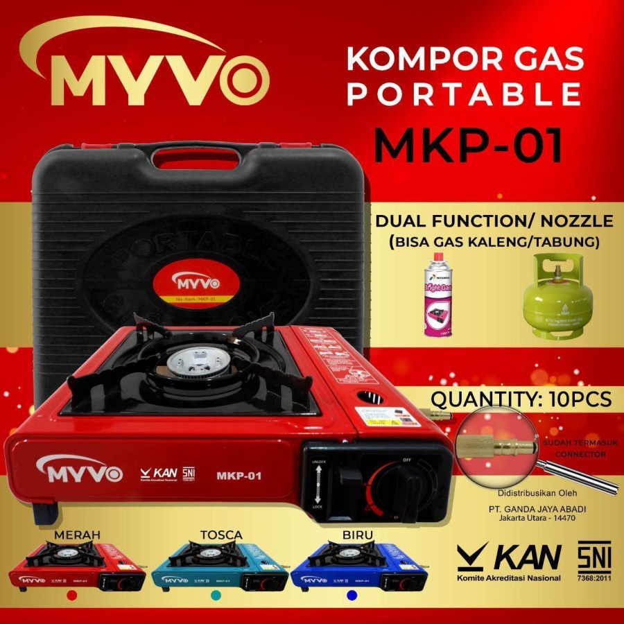 Kompor Gas Mini Portable 1 Tungku MYVO 2 in 1 MURAH