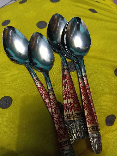 Sendok Makan Stainless Motif Batik Tebal / Sendok Batik Stainless 12 Pcs