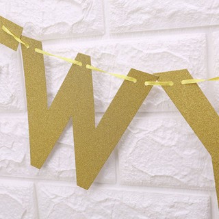  Hiasan  Garland Bahan Kertas  Glitter  Desain Tulisan Happy 