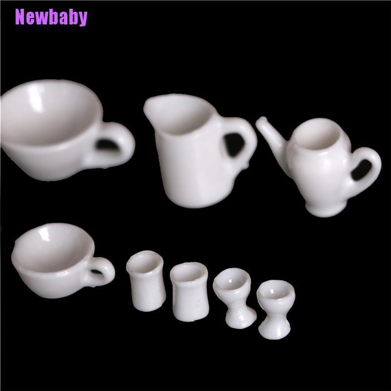 (Newbaby) 10pcs / Set Miniatur Peralatan Minum Teh Untuk Rumah Boneka