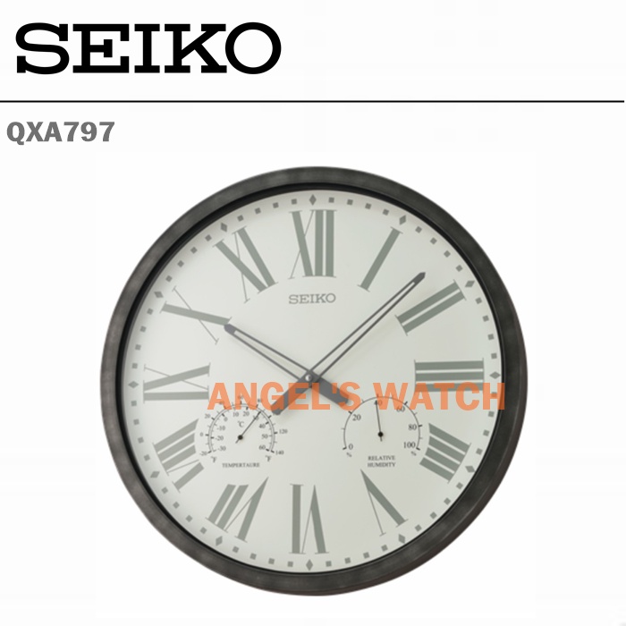 JAM DINDING SEIKO QXA797 TERMOMETER HYGROMETER BISA UNTUK EXTERIOR ORIGINAL WALL CLOCK