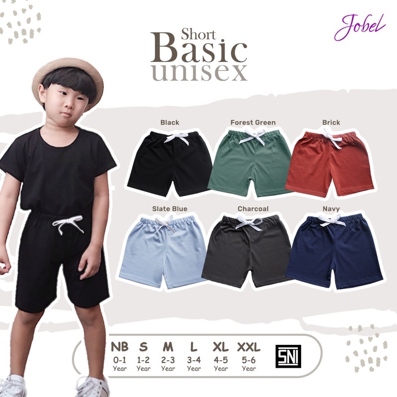 PREMIUM Jobel Celana Pendek Anak 1-6 Tahun Basic Short Unisex Boy Laki by Kazel CBKS