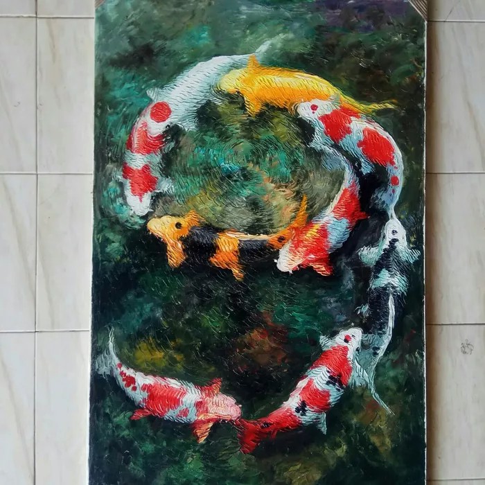 

lukisan palet ikan koi formasi angka 9 besar