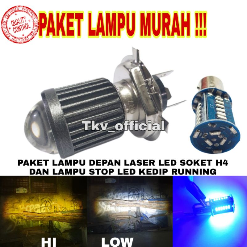 LAMPU UTAMA MOTOR H4 LED LASER CAHAYA PUTIH KUNING/PAKET LAMPU MOTOR H4/LAMPU MOTOR BELAKANG LED/LAM