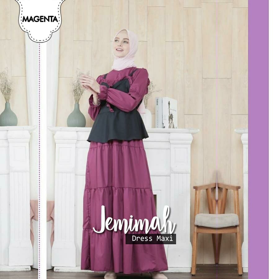 PAKAIAN WANITA MUSLIM GAMIS MAXY JEMIMAH 2IN1 ROMPI MOSCREPE BUSUI PART 2 JCHM