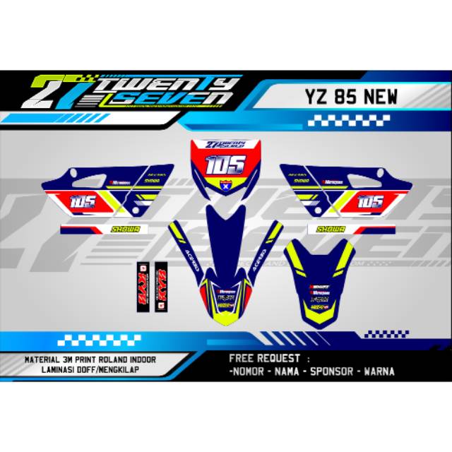 Decal BEBEK TRAIL YZ 85 NEW STIKER BEBEK TRAIL YZ 85 NEW DECAL YZ 85 NEW STRIPING YZ 85 NEW 3