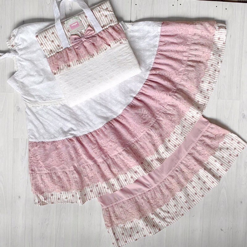 Mukena Alilac white and dusty pink