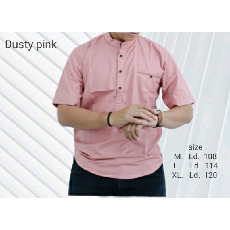 KEMEJA KOKO DEWASA WARNA PINK PENDEK - KEMEJA KOKO PRIA LENGAN PENDEK WARNA PINK