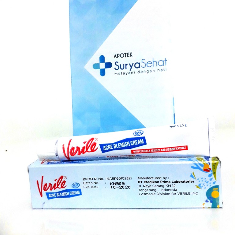 VERILE ACNE BLEMISH CREAM 10 gram - Krim Penghilang Bekas Jerawat - Apotek Surya Sehat