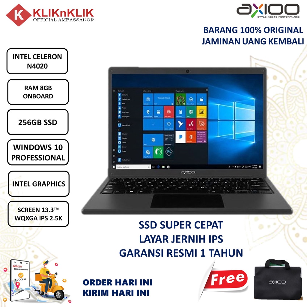 AXIOO MYBOOK 14F N4020 RAM 8GB 512GB SSD 13 WQXGA IPS WIN10 PRO BLUE