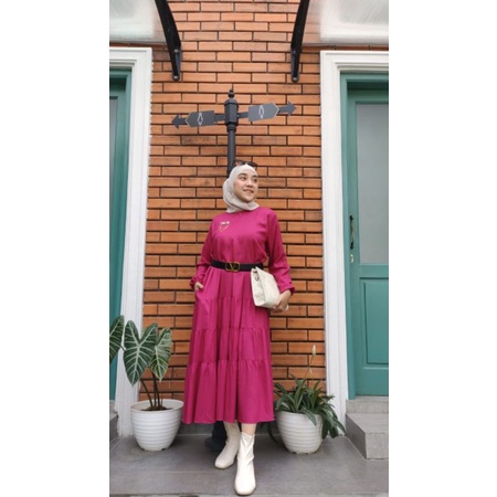 [Terbaru] GAMIS DRESS HAMIL JUMBO BUSUI|Alena Midi Dress|Midi Dress Susun|