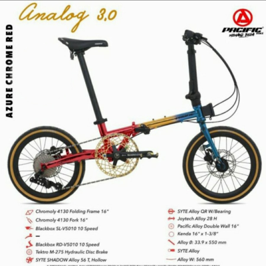 Sepeda Lipat Pacific CHROMOLY ANALOG 3.0 1x10SP 16 Inch Garansi SNI-1