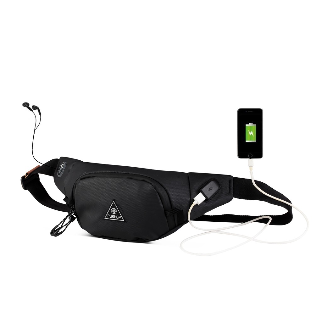 Waistbag USB Waterproof Pushop Black Venom