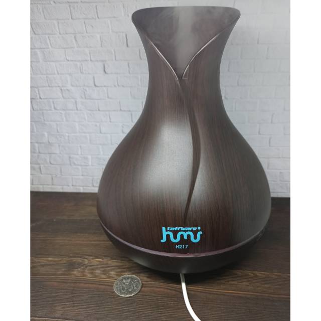 Wooden 400ml Ultrasonic Air Humidifier Aroma Essential Diffuser Wood kayu 7 LED pelembab udara jnp