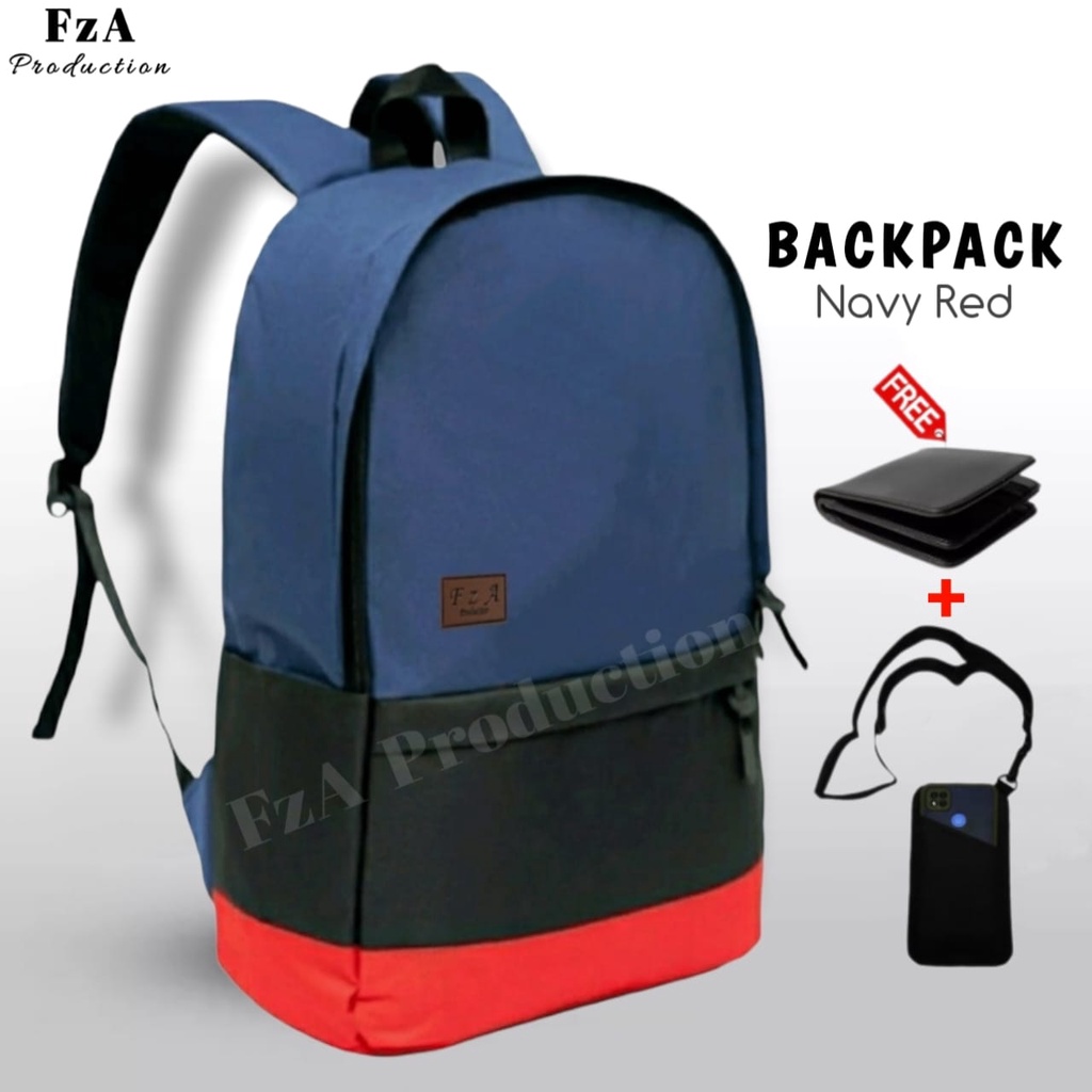 Tas Ransel Distro Kasual Pria Wanita Tas Ransel Laptop Tas Punggung Backpack Original FzA Free Dompet Sakko HP