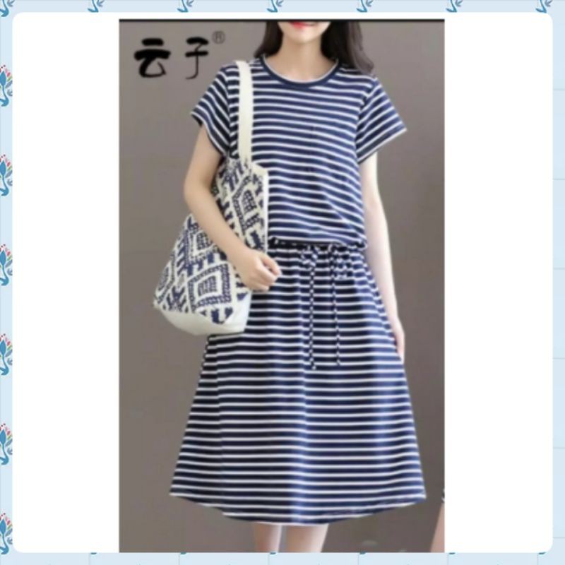 Dress kaos tali pinggang ada kantong