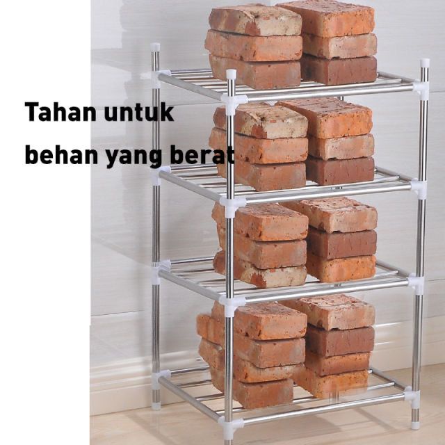 RAK PENYIMPANAN PERALATAN DAPUR MULTILAYER / RAK STAINLESS DAPUR 4 SUSUN TAHAN BERAT FBL