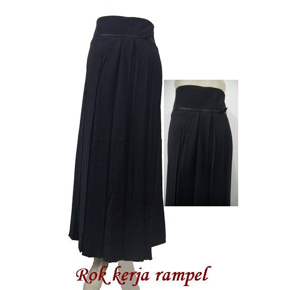 Rok Kerja Panjang Rempel, Rok Kantor Rempel , Rok Plisket Uk. S M L XL