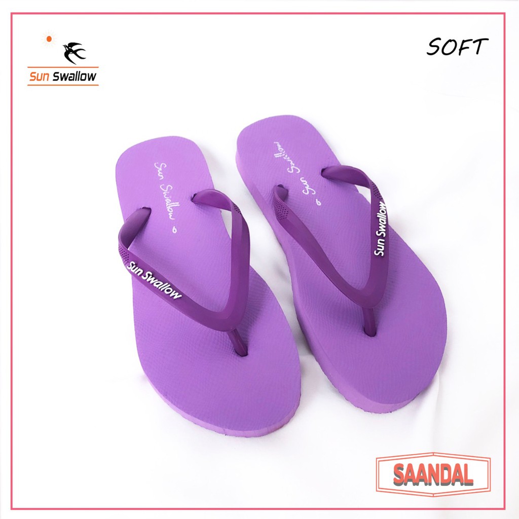 Sandal Jepit Wanita Sun Swallow Lady Ladies Soft Warna Polos Karet Tidak Licin (Bisa Satuan COD)