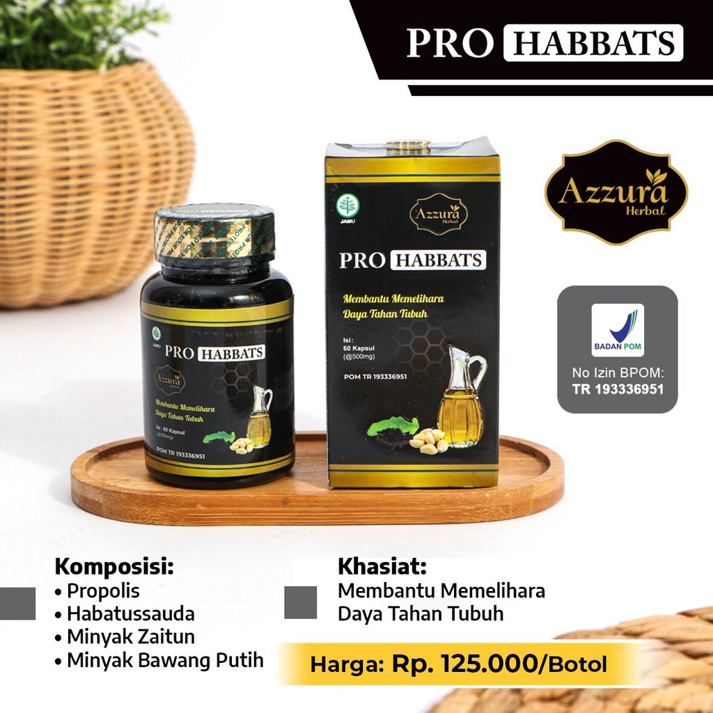 

Pro Habbats dari Madu - Kapsul Herbal Habbatussauda Plus - Kapsul Propolis - Minyak Zaitun - Minyak Kayu Putih