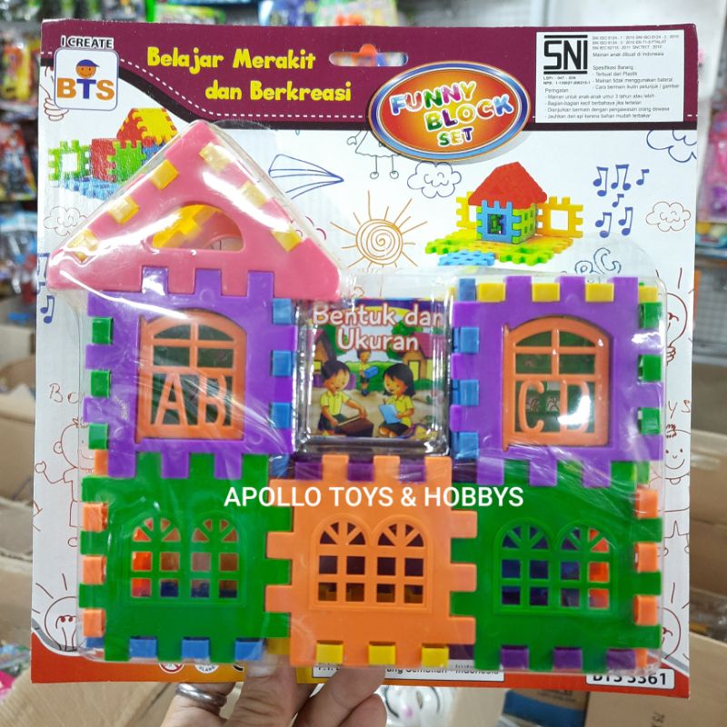 (PROMO) MAINAN ANAK FUNNY BLOCK EDUKASI MODEL RUMAH