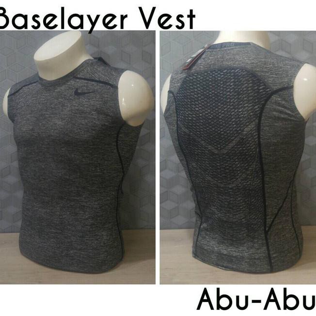 4Lf4 Baseslayer Baju Lengan Buntung / Vest Nike Pro Combat Black Grey Wwe8