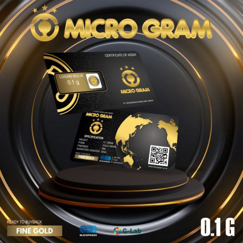 MICROGRAM EMAS MINI 0.1 GRAM LOGAM MULIA 24 KARAT DIJAMIN ASLI